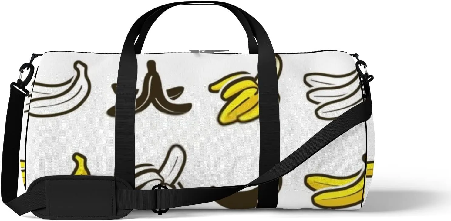 Sports Gym Bag for Women and Men Waterproof Banana Icon Outline Silhouette Duffel Bag Lightweight Carryon Traveling Boarding Gripsack
