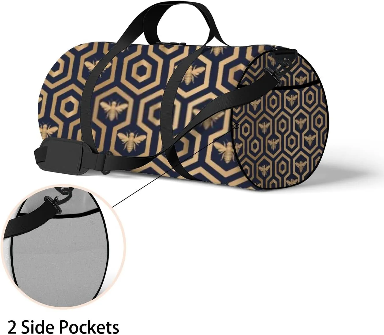 Sports Gym Bag for Women and Men Waterproof Bee Hive Hexagon Pattern Texture Design Duffel Bag Lightweight Carryon Traveling Boarding Gripsack