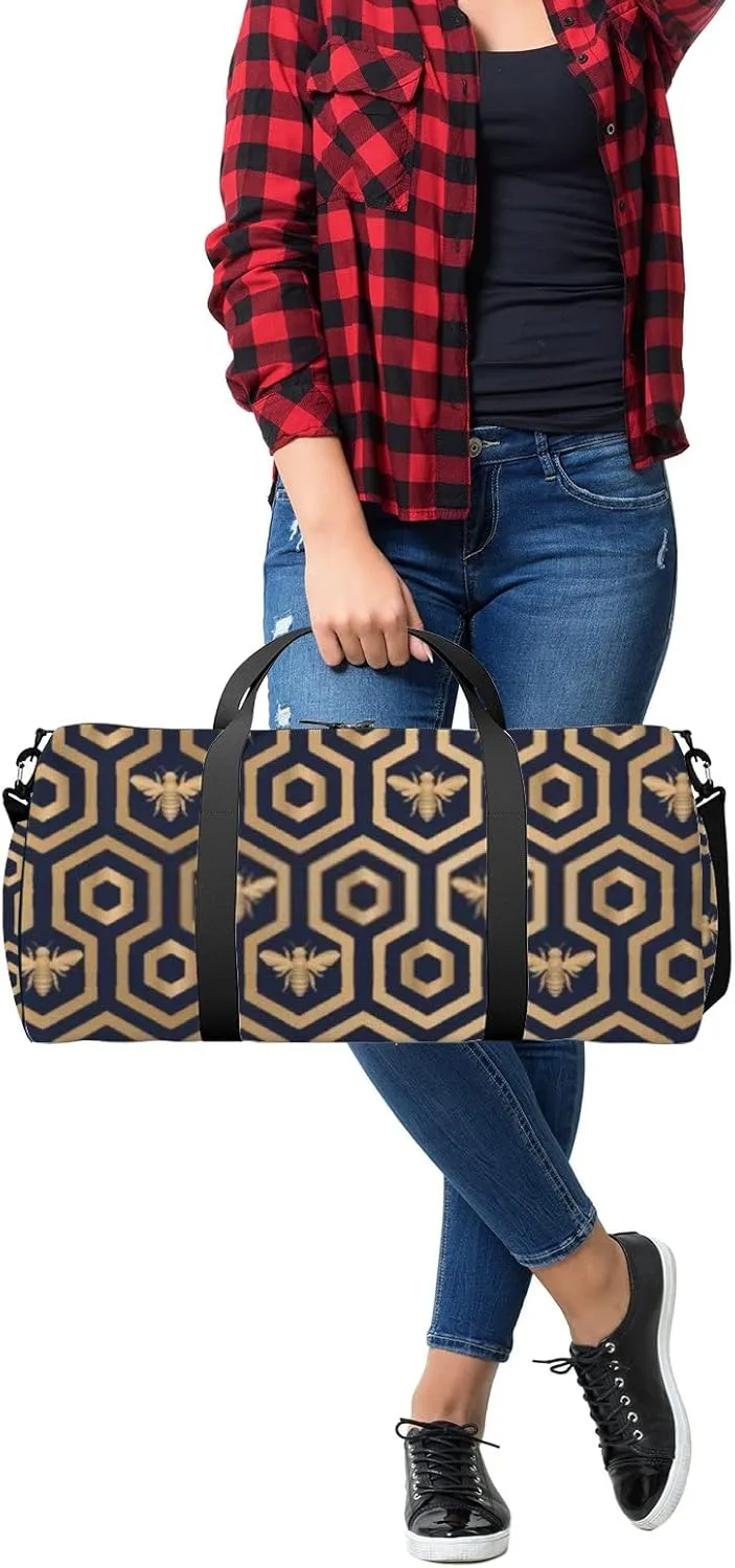 Sports Gym Bag for Women and Men Waterproof Bee Hive Hexagon Pattern Texture Design Duffel Bag Lightweight Carryon Traveling Boarding Gripsack