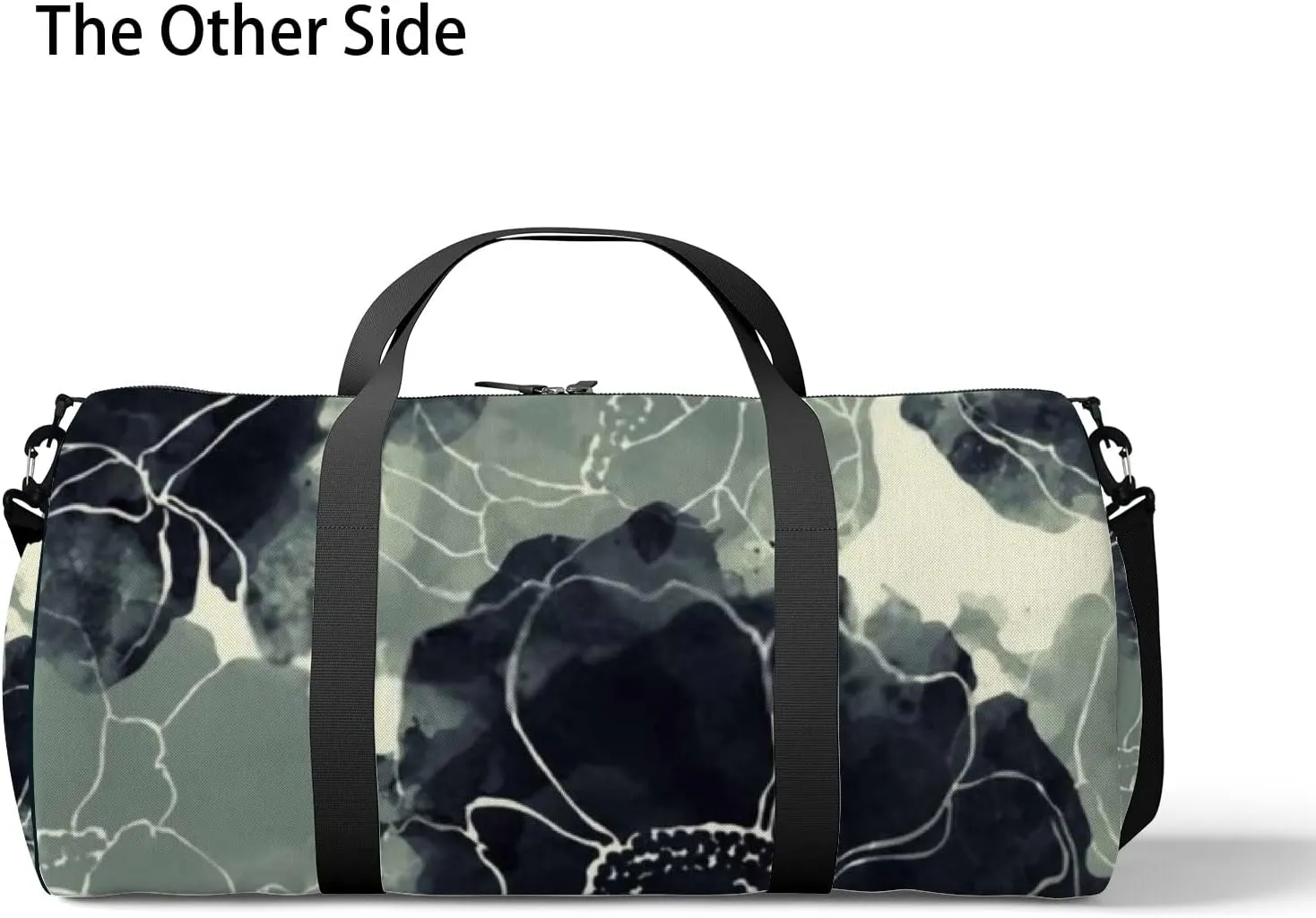 Sports Gym Bag for Women and Men Waterproof Boho Style Flowers Black Duffel Bag Lightweight Carryon Traveling Boarding Gripsack