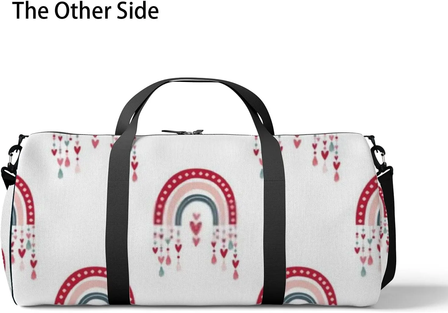 Sports Gym Bag for Women and Men Waterproof Boho Style Romantic Rainbow Heart Duffel Bag Lightweight Carryon Traveling Boarding Gripsack