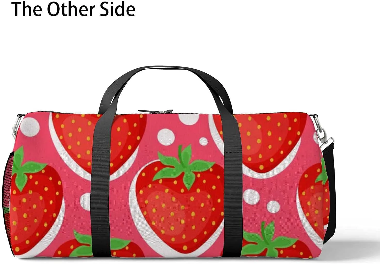 Sports Gym Bag for Women and Men Waterproof Cartoon Bright Strawberries Pattern Duffel Bag Lightweight Carryon Traveling Boarding Gripsack