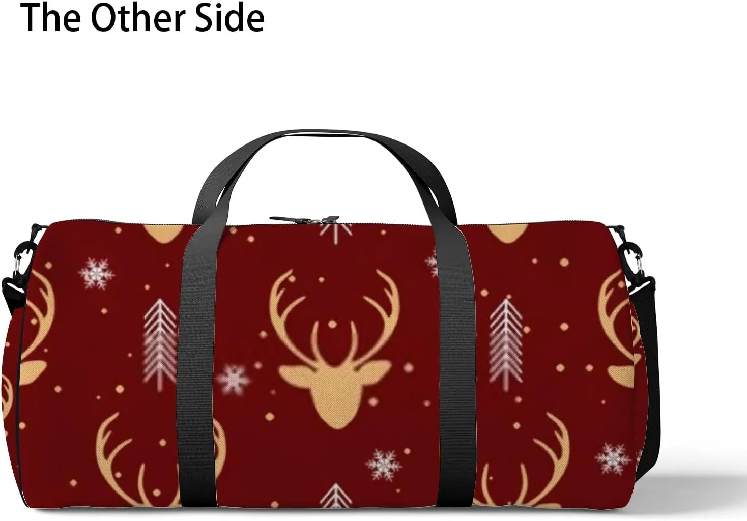 Sports Gym Bag for Women and Men Waterproof Cartoon Christmas Reindeer Winter Red Duffel Bag Lightweight Carryon Traveling Boarding Gripsack