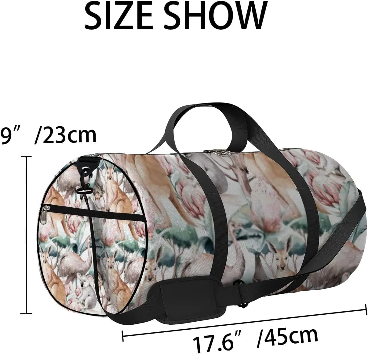 Sports Gym Bag for Women and Men Waterproof Cartoon Kangaroo Duffel Bag Lightweight Carryon Traveling Boarding Gripsack