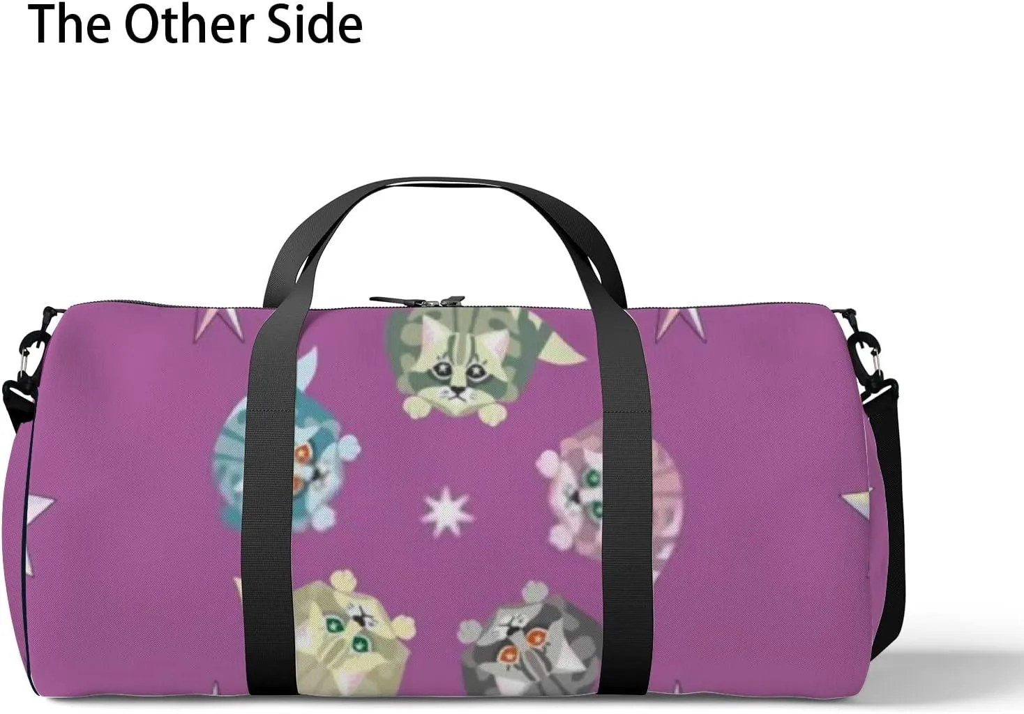 Sports Gym Bag for Women and Men Waterproof Cats Stars Pattern Pastel Color Duffel Bag Lightweight Carryon Traveling Boarding Gripsack