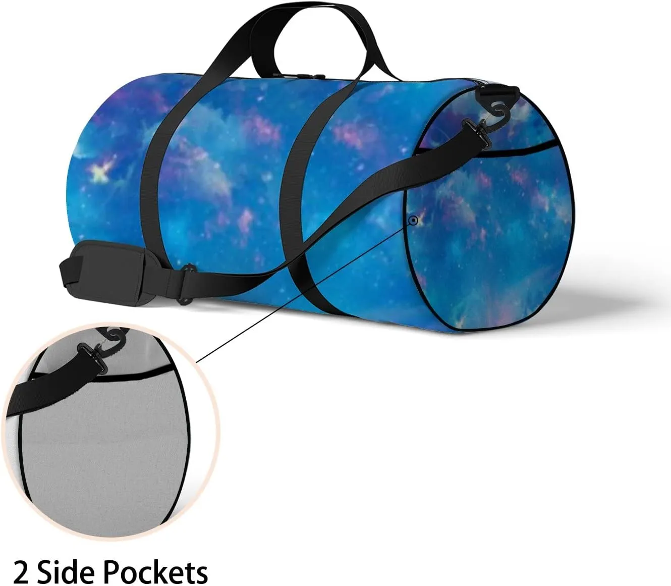 Sports Gym Bag for Women and Men Waterproof Cosmic Night Sky Blue Duffel Bag Lightweight Carryon Traveling Boarding Gripsack