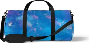 Sports Gym Bag for Women and Men Waterproof Cosmic Night Sky Blue Duffel Bag Lightweight Carryon Traveling Boarding Gripsack