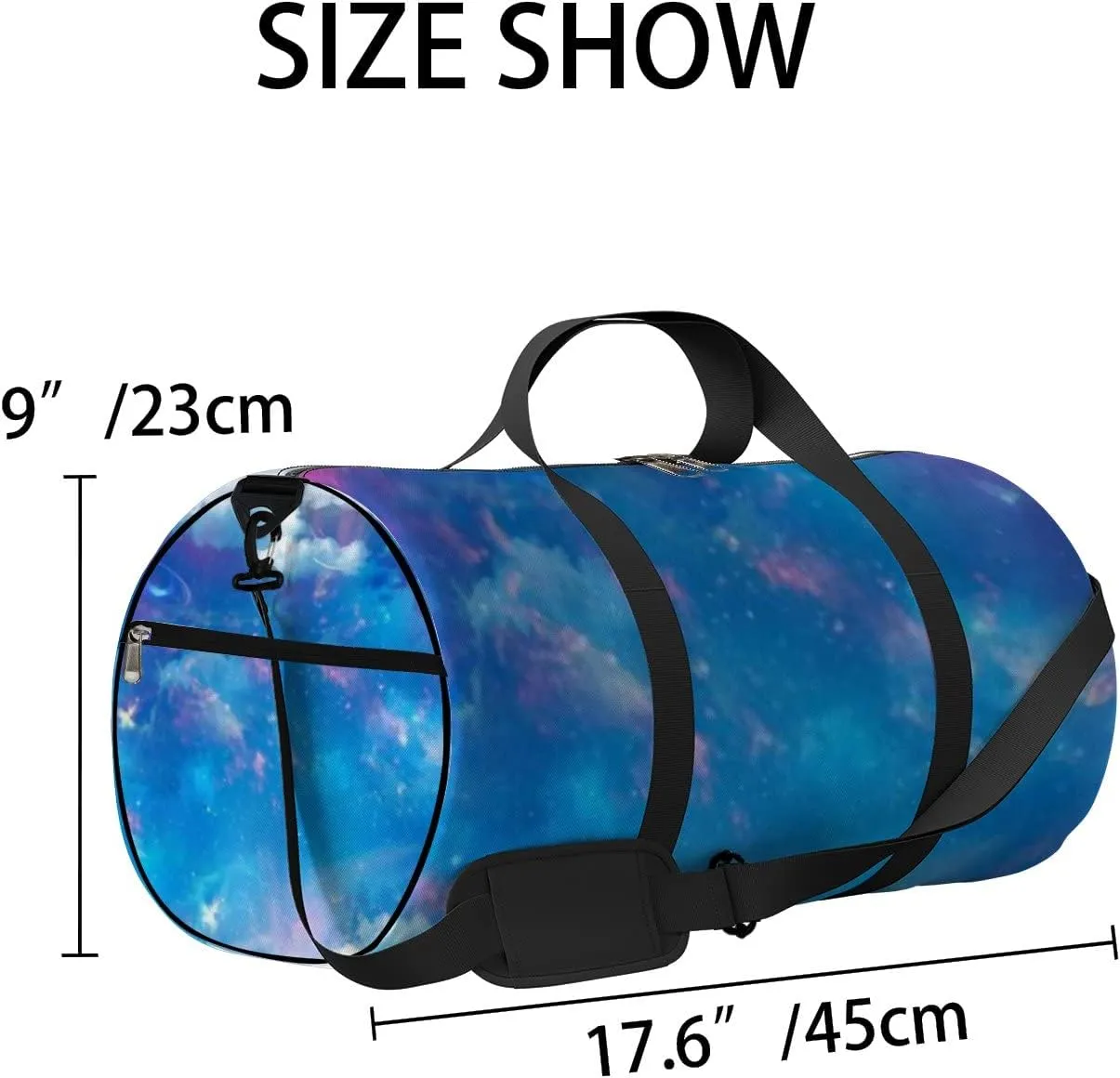 Sports Gym Bag for Women and Men Waterproof Cosmic Night Sky Blue Duffel Bag Lightweight Carryon Traveling Boarding Gripsack