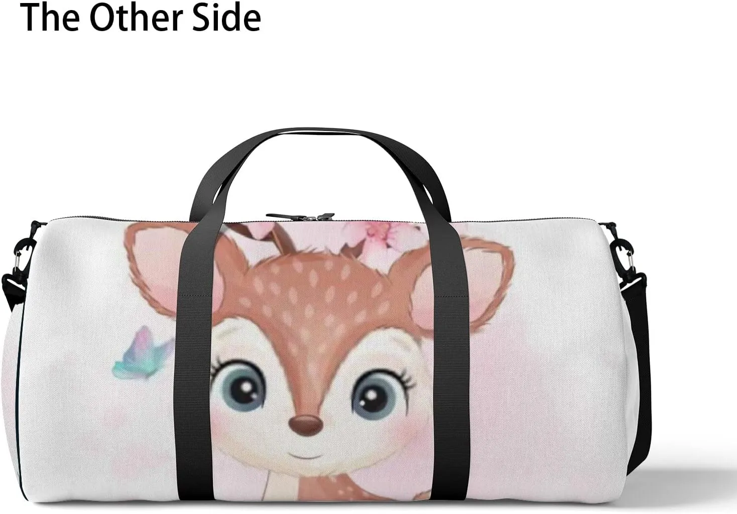 Sports Gym Bag for Women and Men Waterproof Cute Little Deer Watercolor Style Duffel Bag Lightweight Carryon Traveling Boarding Gripsack