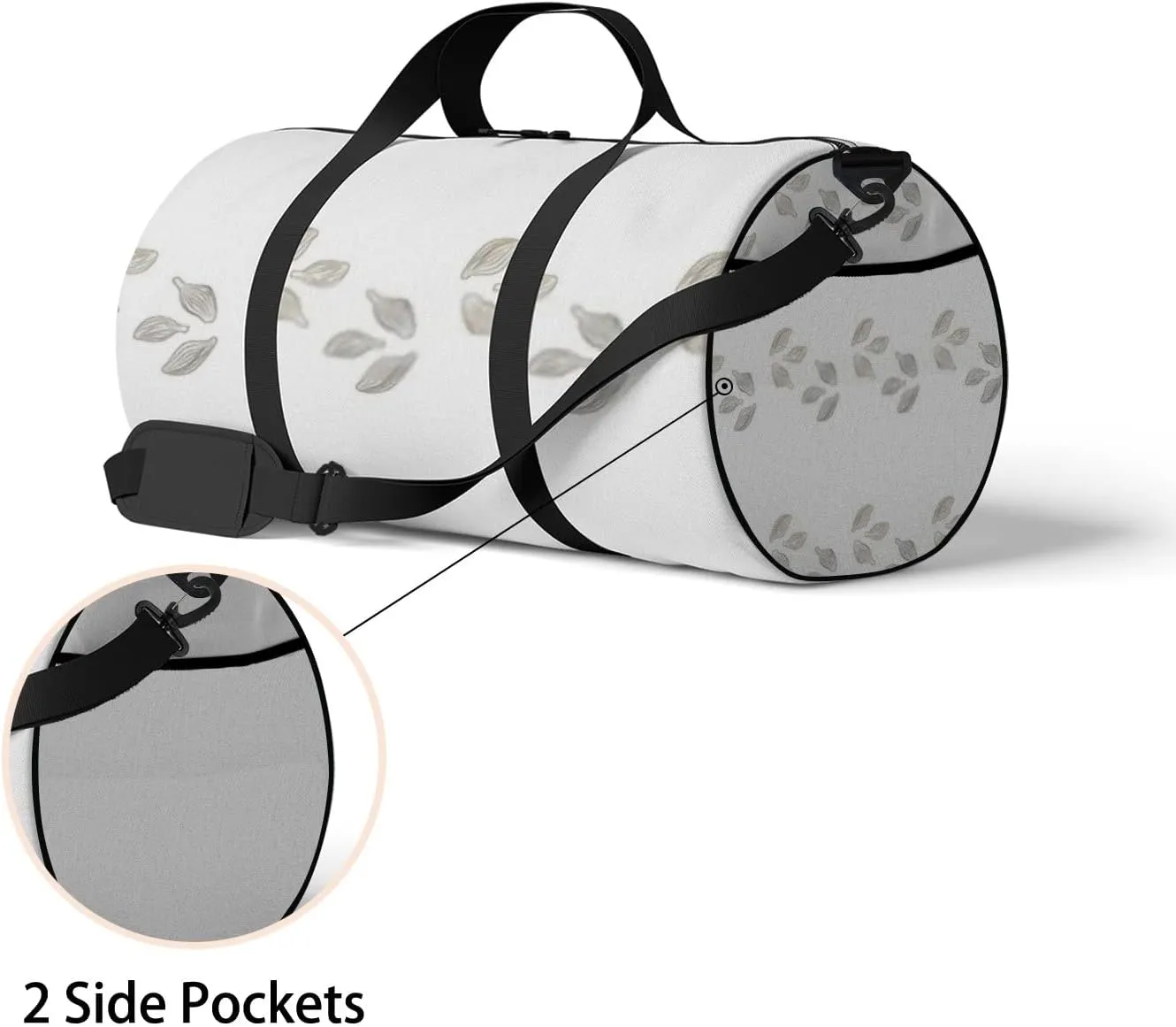 Sports Gym Bag for Women and Men Waterproof Cute Plant Sketch Style White Duffel Bag Lightweight Carryon Traveling Boarding Gripsack