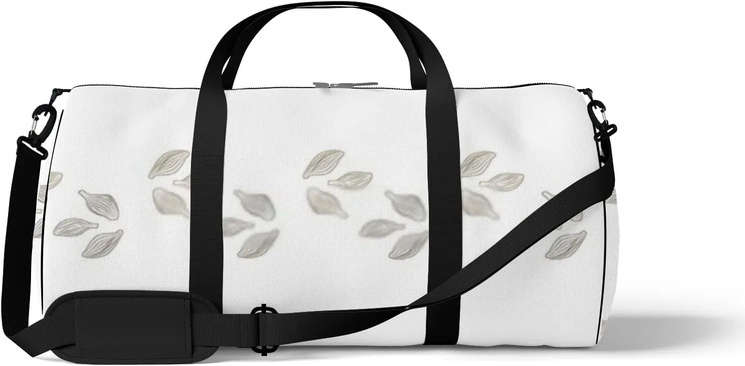 Sports Gym Bag for Women and Men Waterproof Cute Plant Sketch Style White Duffel Bag Lightweight Carryon Traveling Boarding Gripsack