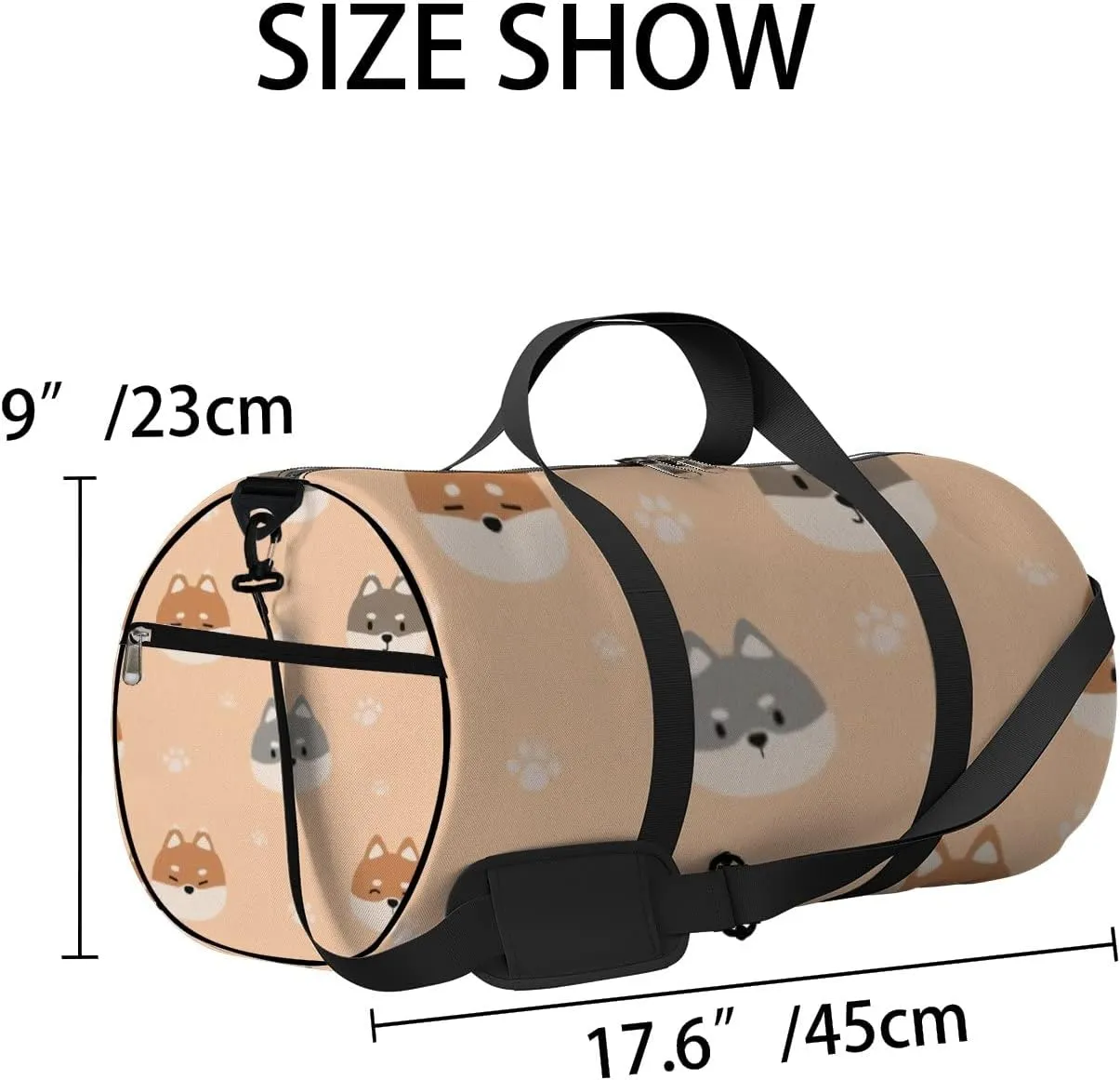 Sports Gym Bag for Women and Men Waterproof Cute Shiba Inu Dog Puppy Cartoon Doodle Duffel Bag Lightweight Carryon Traveling Boarding Gripsack
