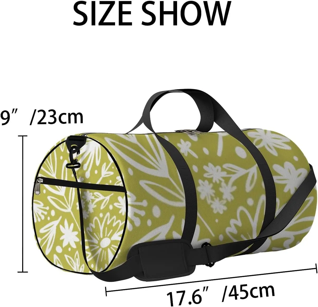Sports Gym Bag for Women and Men Waterproof Cute Sketch Line Art Floral Pattern Doodle Style Duffel Bag Lightweight Carryon Traveling Boarding Gripsack
