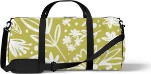 Sports Gym Bag for Women and Men Waterproof Cute Sketch Line Art Floral Pattern Doodle Style Duffel Bag Lightweight Carryon Traveling Boarding Gripsack