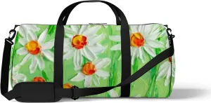Sports Gym Bag for Women and Men Waterproof Daisy Field Oil Painting Green Duffel Bag Lightweight Carryon Traveling Boarding Gripsack