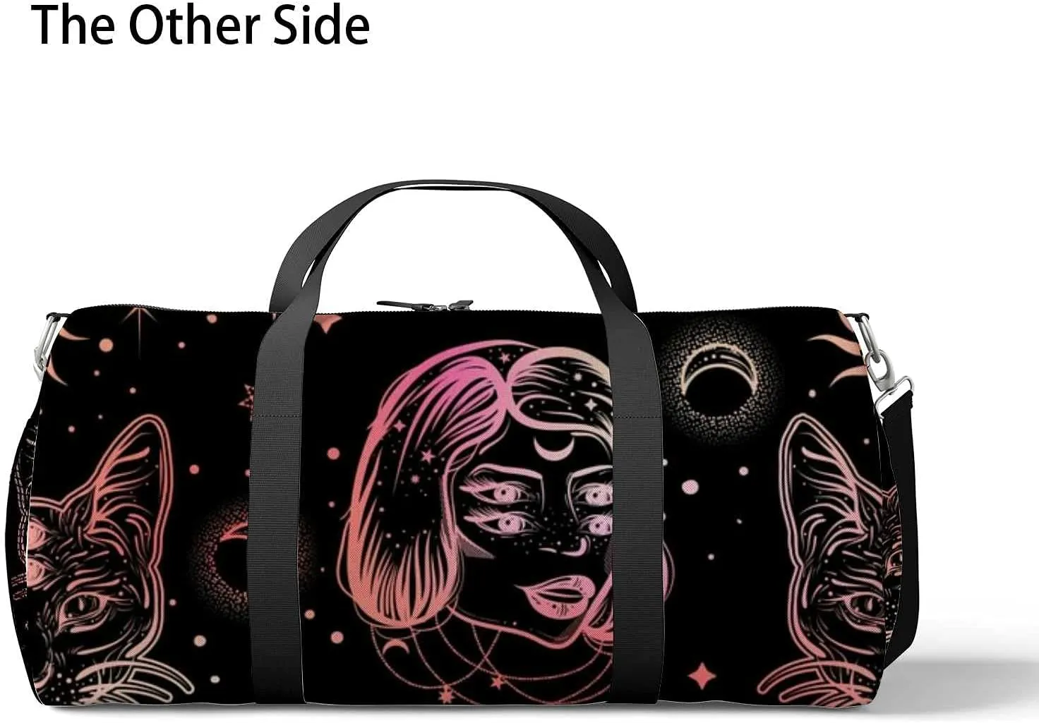 Sports Gym Bag for Women and Men Waterproof Dark Pattern Cat Art Duffel Bag Lightweight Carryon Traveling Boarding Gripsack