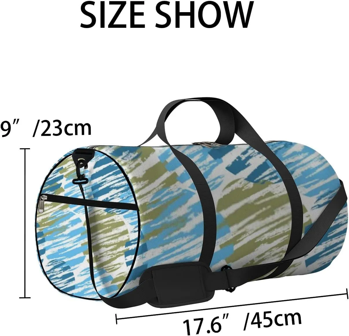 Sports Gym Bag for Women and Men Waterproof Decorative Circles Blue Duffel Bag Lightweight Carryon Traveling Boarding Gripsack