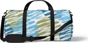 Sports Gym Bag for Women and Men Waterproof Decorative Circles Blue Duffel Bag Lightweight Carryon Traveling Boarding Gripsack