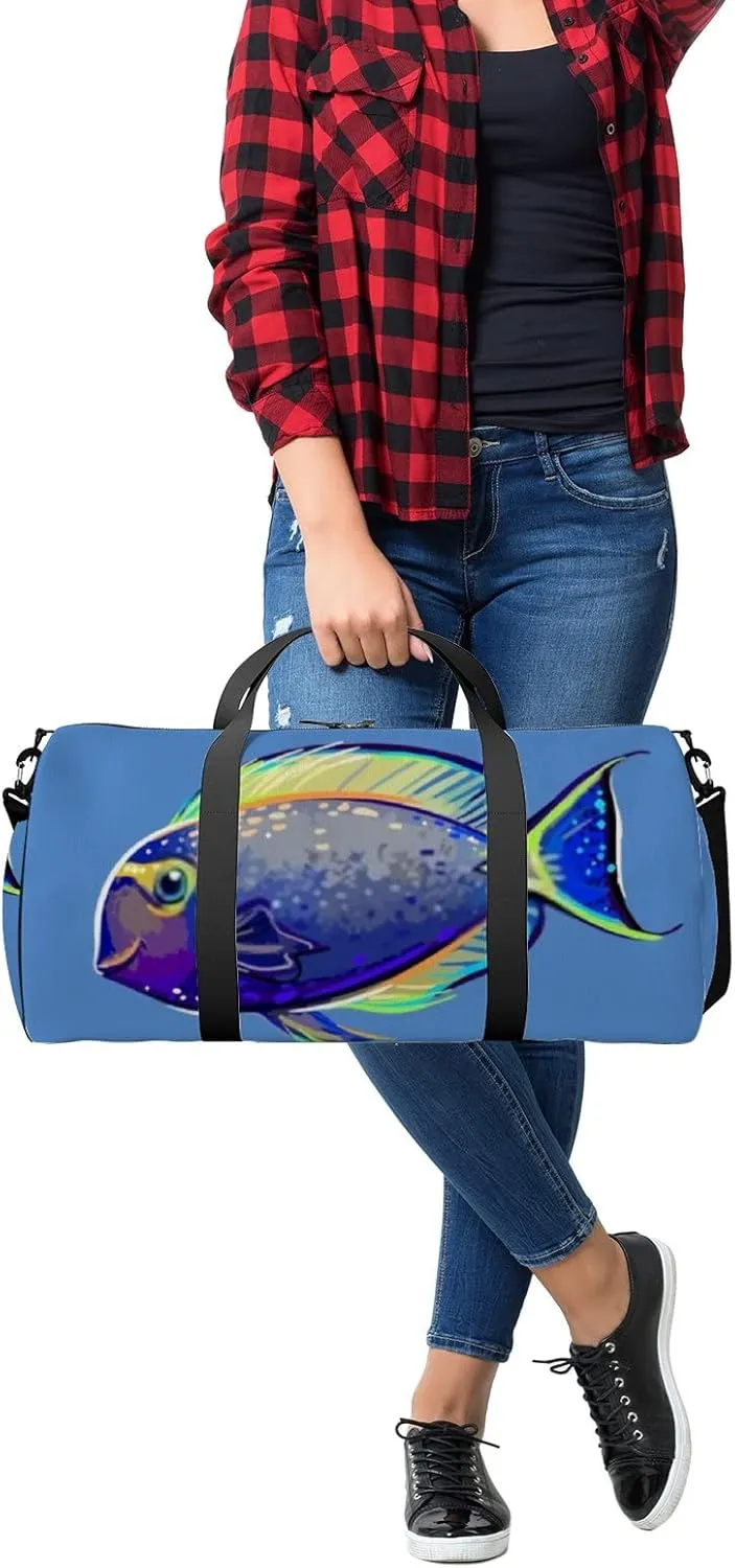 Sports Gym Bag for Women and Men Waterproof Different Tropical Fish Duffel Bag Lightweight Carryon Traveling Boarding Gripsack