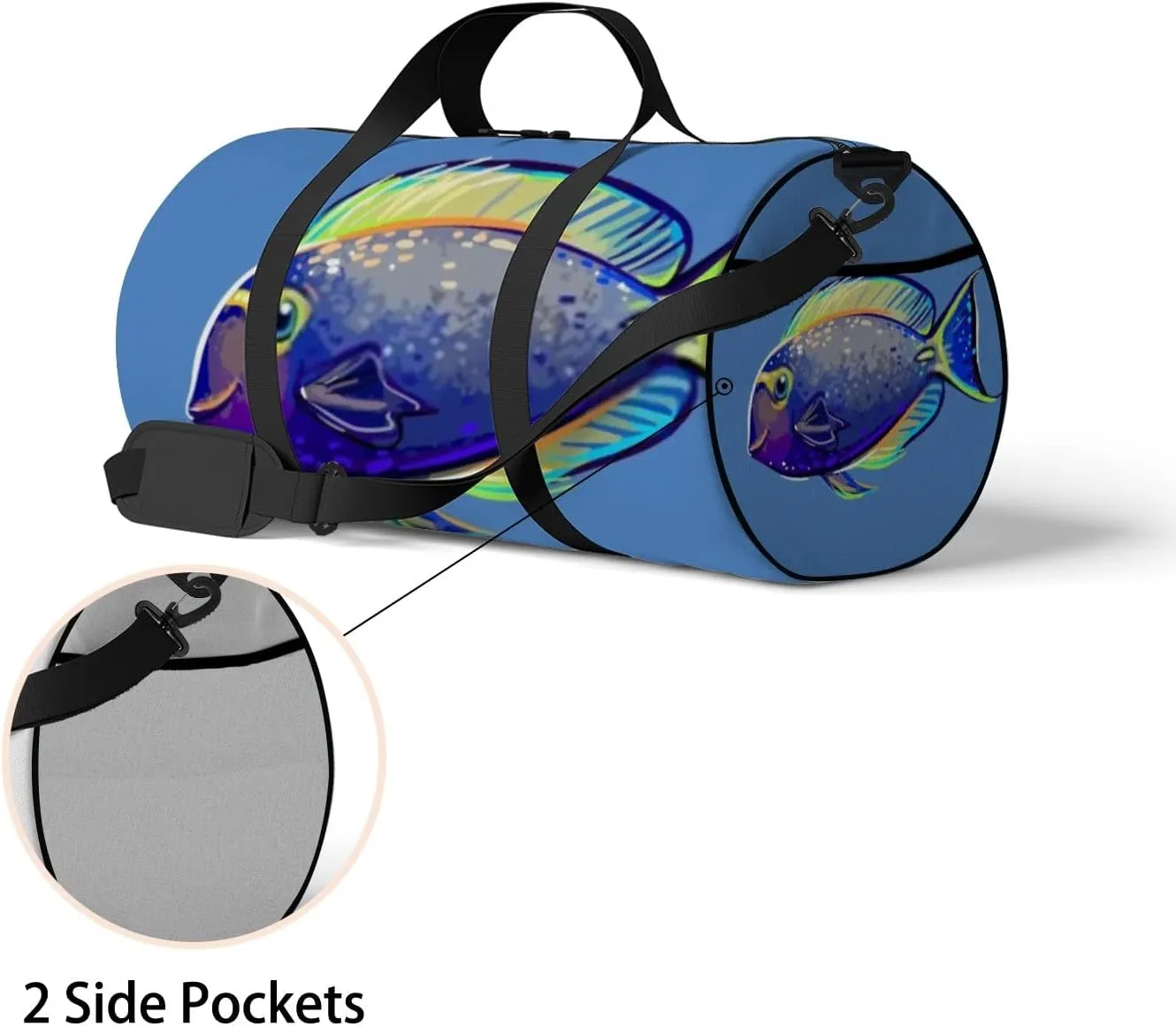 Sports Gym Bag for Women and Men Waterproof Different Tropical Fish Duffel Bag Lightweight Carryon Traveling Boarding Gripsack