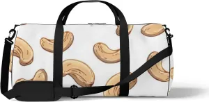Sports Gym Bag for Women and Men Waterproof Doodle Cashews Pattern Beige Duffel Bag Lightweight Carryon Traveling Boarding Gripsack