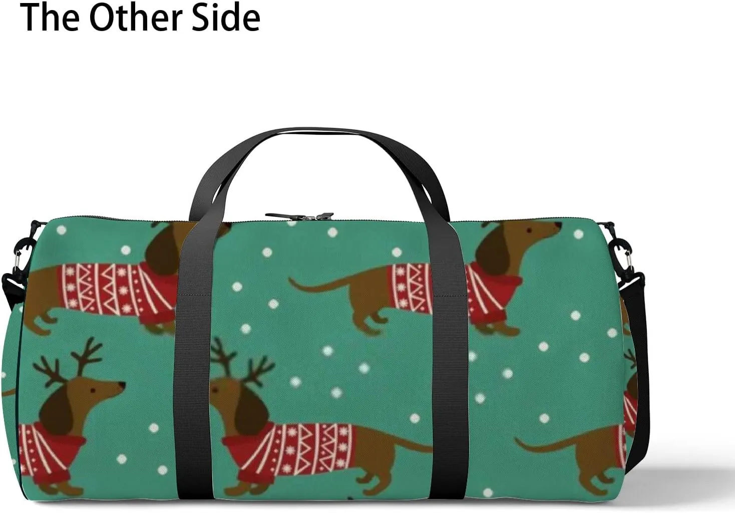 Sports Gym Bag for Women and Men Waterproof Dutchshunds Christmas Jumpers Blue Duffel Bag Lightweight Carryon Traveling Boarding Gripsack