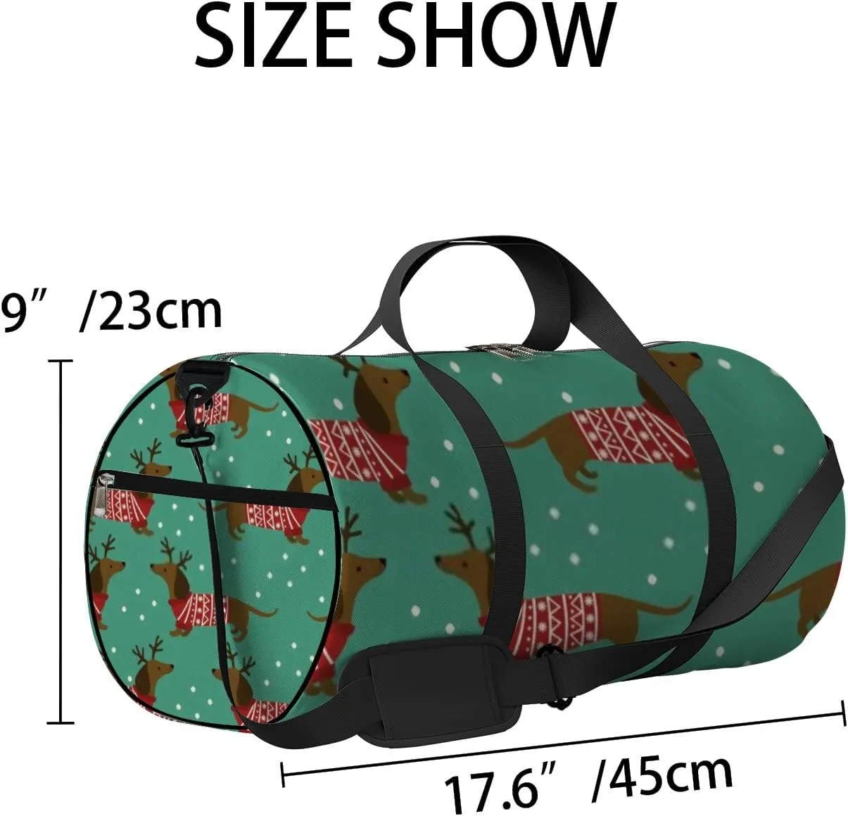 Sports Gym Bag for Women and Men Waterproof Dutchshunds Christmas Jumpers Blue Duffel Bag Lightweight Carryon Traveling Boarding Gripsack