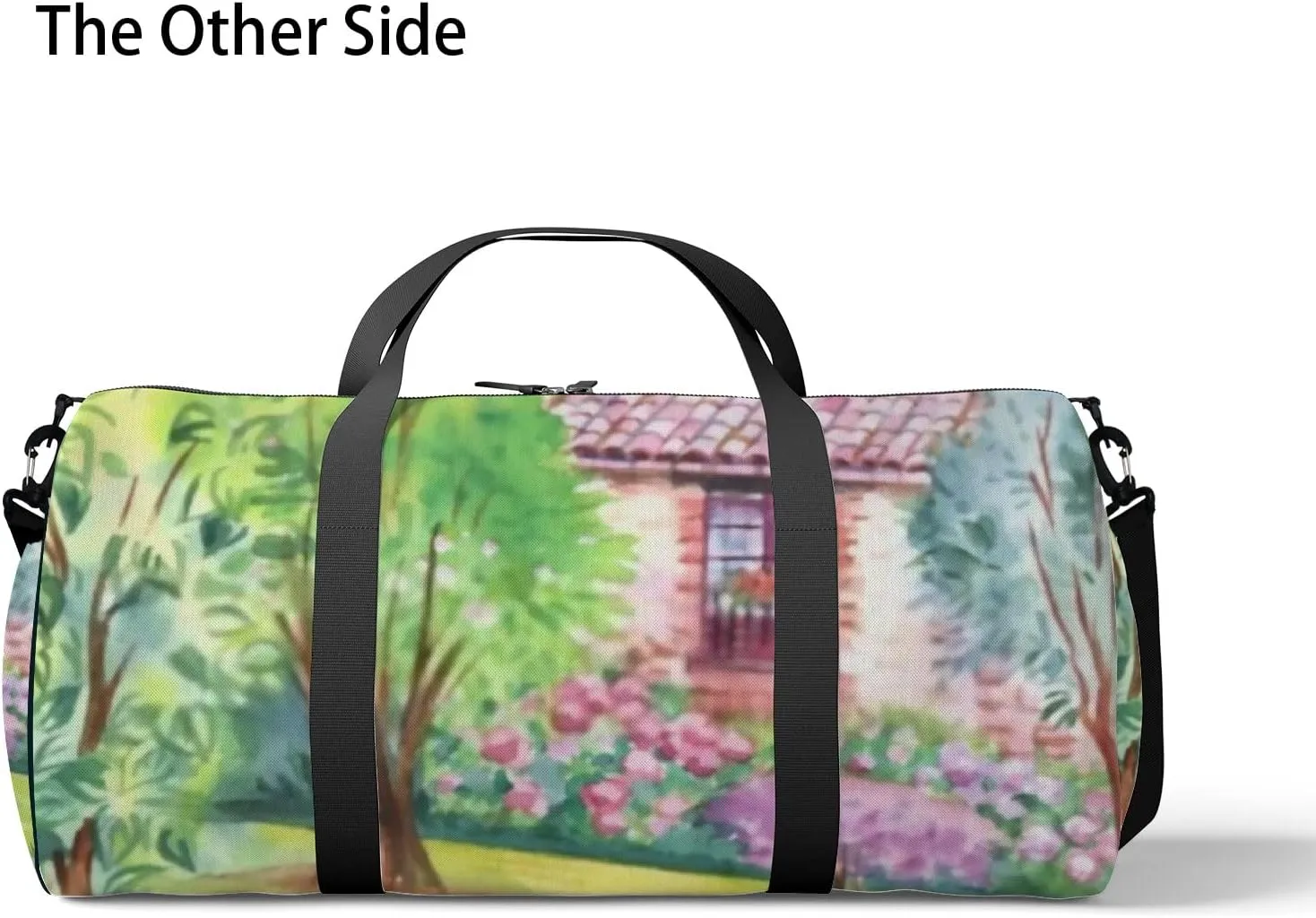 Sports Gym Bag for Women and Men Waterproof Garden Watercolor Landscape Duffel Bag Lightweight Carryon Traveling Boarding Gripsack
