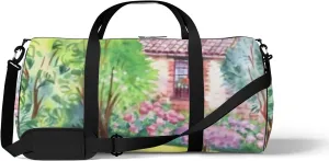 Sports Gym Bag for Women and Men Waterproof Garden Watercolor Landscape Duffel Bag Lightweight Carryon Traveling Boarding Gripsack