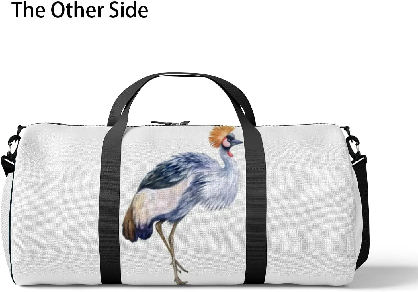 Sports Gym Bag for Women and Men Waterproof Grey Crowned Crane Watercolor Style Duffel Bag Lightweight Carryon Traveling Boarding Gripsack