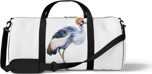 Sports Gym Bag for Women and Men Waterproof Grey Crowned Crane Watercolor Style Duffel Bag Lightweight Carryon Traveling Boarding Gripsack