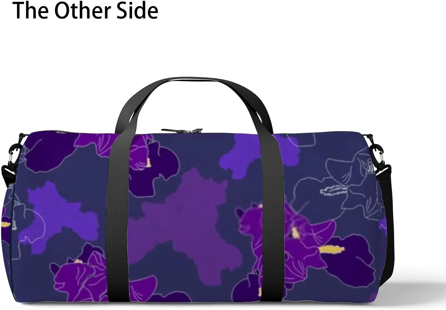 Sports Gym Bag for Women and Men Waterproof Hand Drawn Flowers Pattern Purple Duffel Bag Lightweight Carryon Traveling Boarding Gripsack
