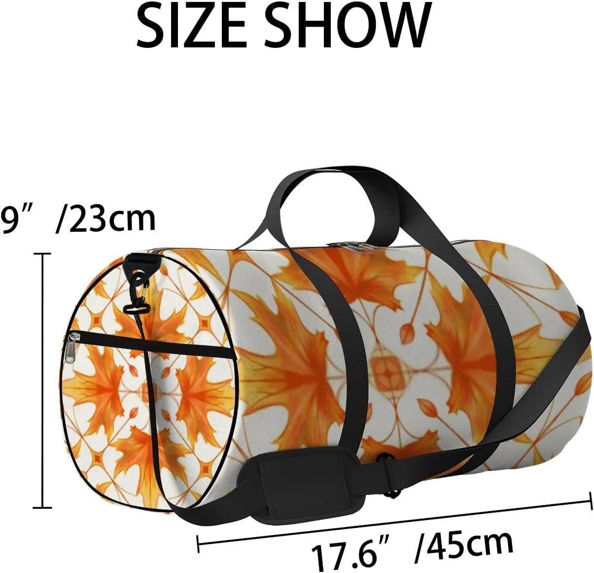 Sports Gym Bag for Women and Men Waterproof Hand Drawn Maple Leaf Pattern Duffel Bag Lightweight Carryon Traveling Boarding Gripsack