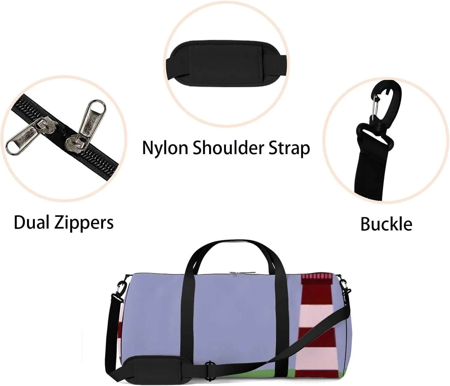 Sports Gym Bag for Women and Men Waterproof Lighthouse Colored Meadow Duffel Bag Lightweight Carryon Traveling Boarding Gripsack