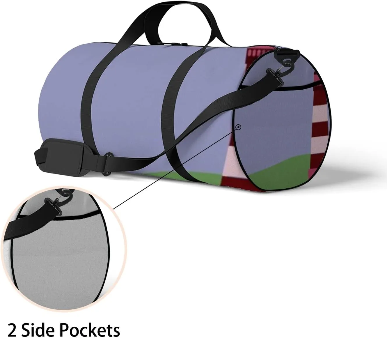 Sports Gym Bag for Women and Men Waterproof Lighthouse Colored Meadow Duffel Bag Lightweight Carryon Traveling Boarding Gripsack