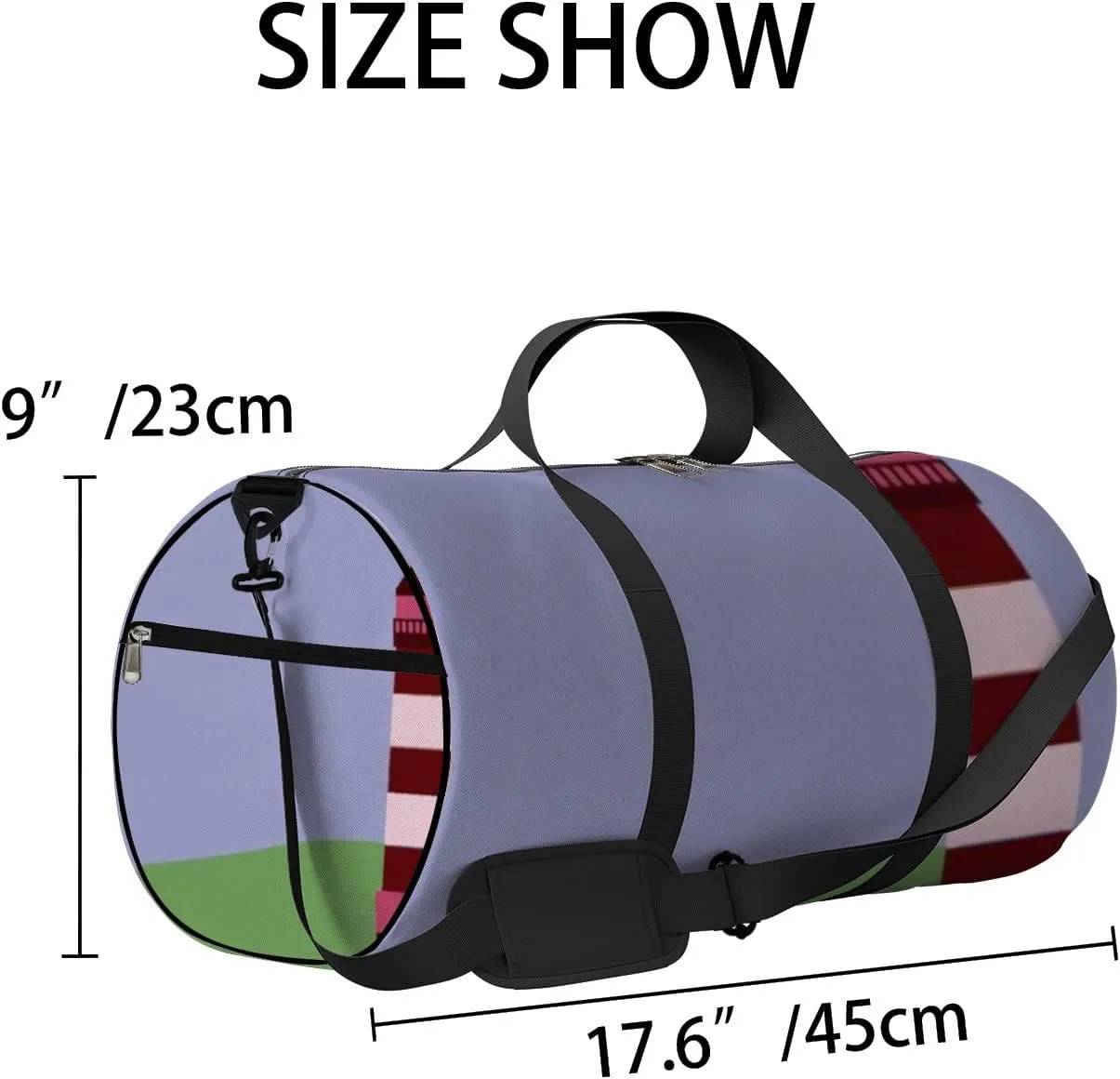 Sports Gym Bag for Women and Men Waterproof Lighthouse Colored Meadow Duffel Bag Lightweight Carryon Traveling Boarding Gripsack