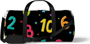 Sports Gym Bag for Women and Men Waterproof Number Cartoon Pattern Stars Duffel Bag Lightweight Carryon Traveling Boarding Gripsack