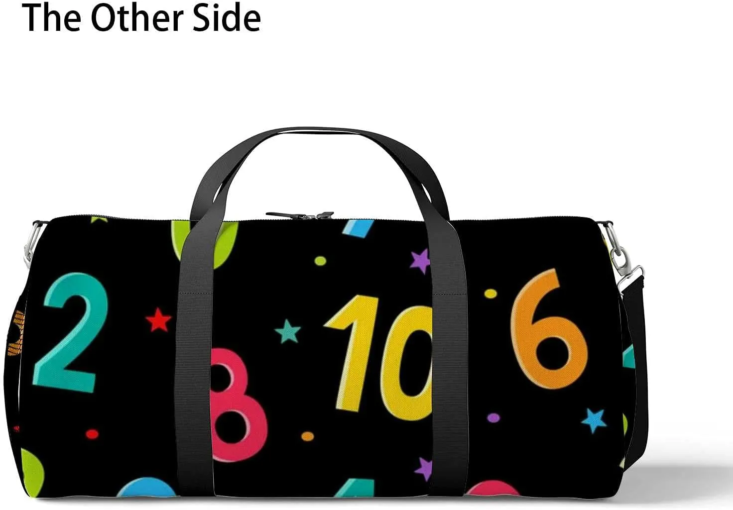 Sports Gym Bag for Women and Men Waterproof Number Cartoon Pattern Stars Duffel Bag Lightweight Carryon Traveling Boarding Gripsack