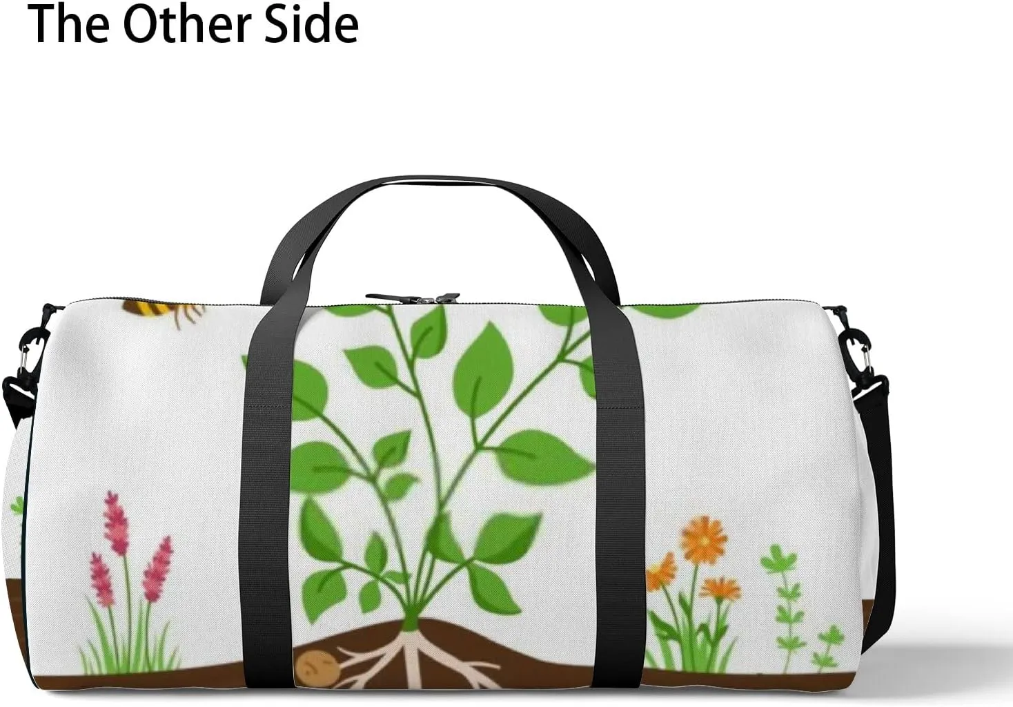 Sports Gym Bag for Women and Men Waterproof Potato Plant Leaves Cartoon Style Duffel Bag Lightweight Carryon Traveling Boarding Gripsack