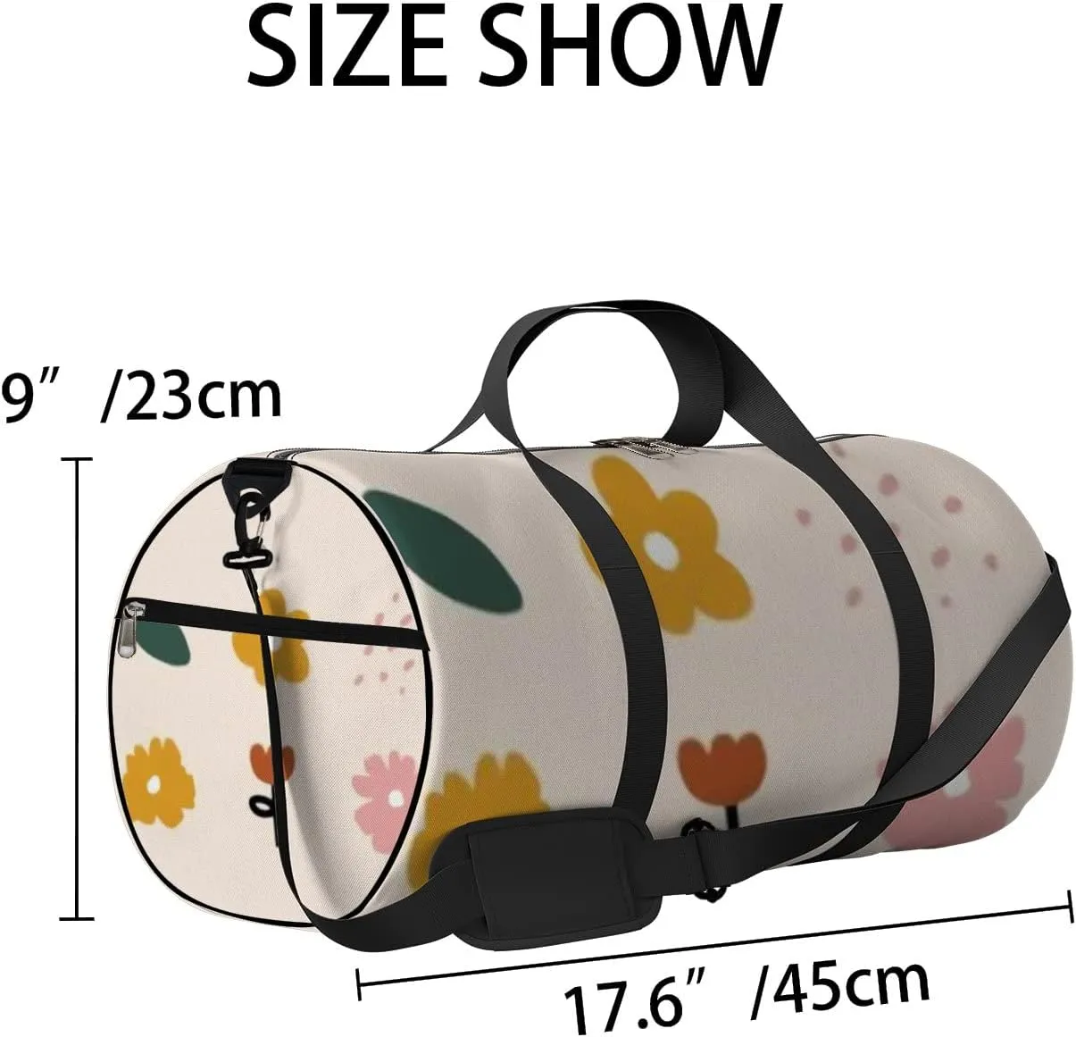 Sports Gym Bag for Women and Men Waterproof Simple Abstract Doodle Flowers Leaves Duffel Bag Lightweight Carryon Traveling Boarding Gripsack