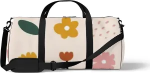 Sports Gym Bag for Women and Men Waterproof Simple Abstract Doodle Flowers Leaves Duffel Bag Lightweight Carryon Traveling Boarding Gripsack