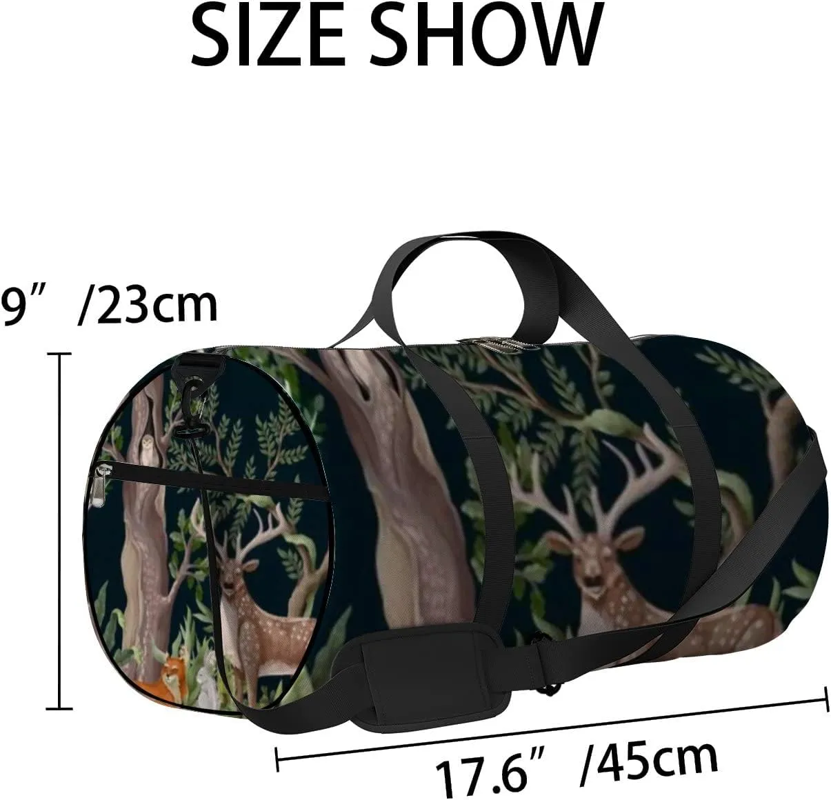 Sports Gym Bag for Women and Men Waterproof Trees Forest Animals Green Duffel Bag Lightweight Carryon Traveling Boarding Gripsack