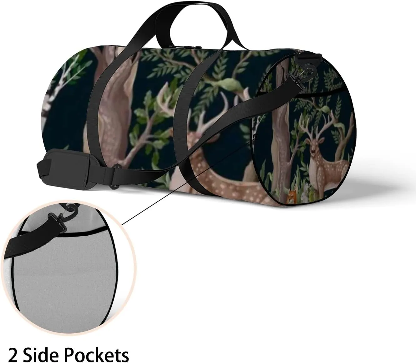 Sports Gym Bag for Women and Men Waterproof Trees Forest Animals Green Duffel Bag Lightweight Carryon Traveling Boarding Gripsack