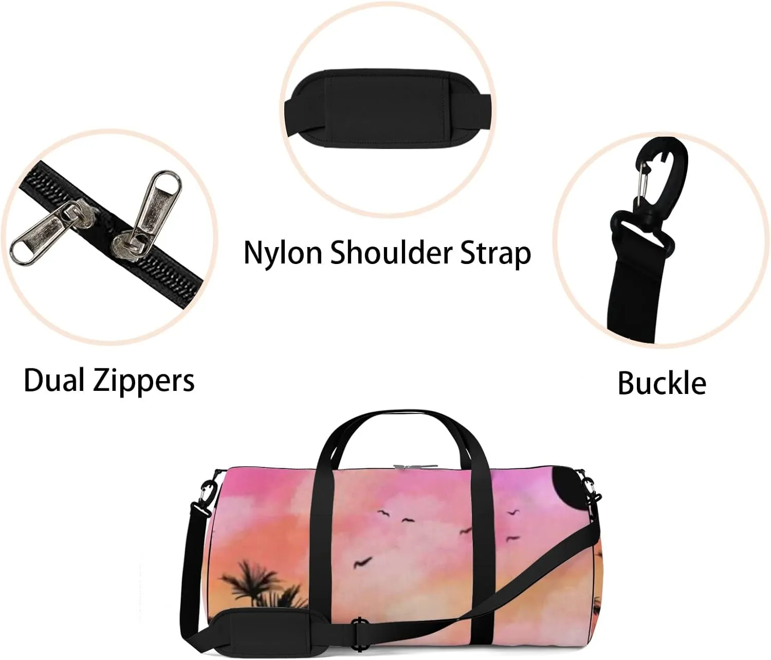 Sports Gym Bag for Women and Men Waterproof Watercolor Sunset Landscape Duffel Bag Lightweight Carryon Traveling Boarding Gripsack