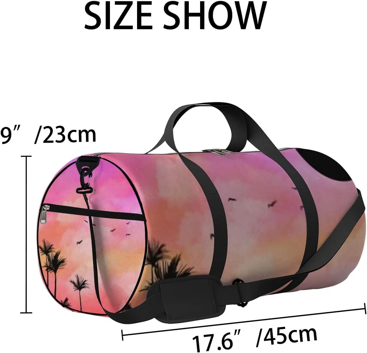 Sports Gym Bag for Women and Men Waterproof Watercolor Sunset Landscape Duffel Bag Lightweight Carryon Traveling Boarding Gripsack