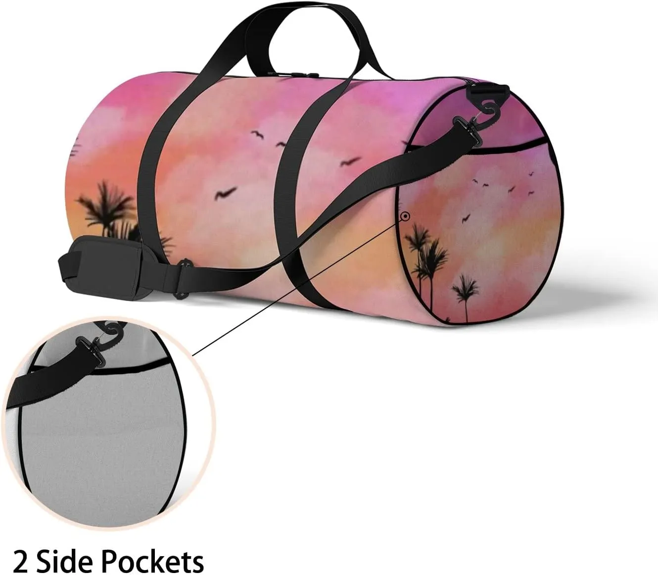 Sports Gym Bag for Women and Men Waterproof Watercolor Sunset Landscape Duffel Bag Lightweight Carryon Traveling Boarding Gripsack