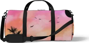 Sports Gym Bag for Women and Men Waterproof Watercolor Sunset Landscape Duffel Bag Lightweight Carryon Traveling Boarding Gripsack