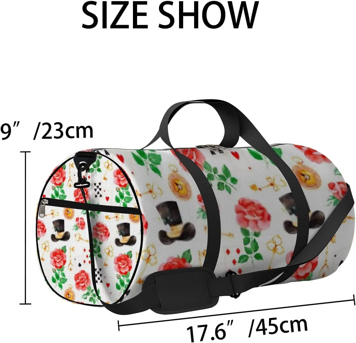 Sports Gym Bag for Women and Men Waterproof White Magical Pattern Duffel Bag Lightweight Carryon Traveling Boarding Gripsack