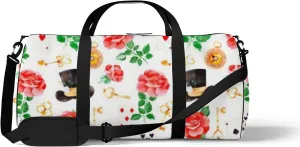 Sports Gym Bag for Women and Men Waterproof White Magical Pattern Duffel Bag Lightweight Carryon Traveling Boarding Gripsack