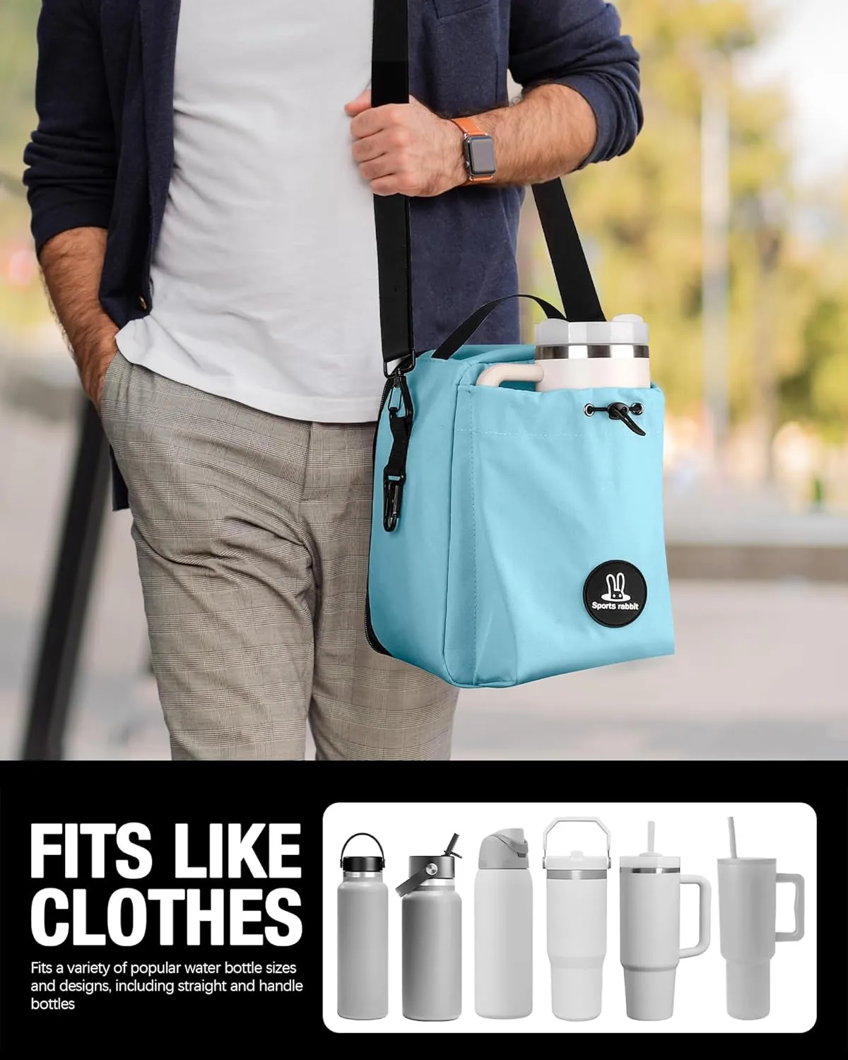 Sports rabbit Insulated Lunch Bag for Men & Women – Leakproof Cooler Tote for Containers & Water Bottles – Water-Resistant Wax-Coated Oxford Fabric – Perfect for Work, Travel, Picnics (Mint Green)